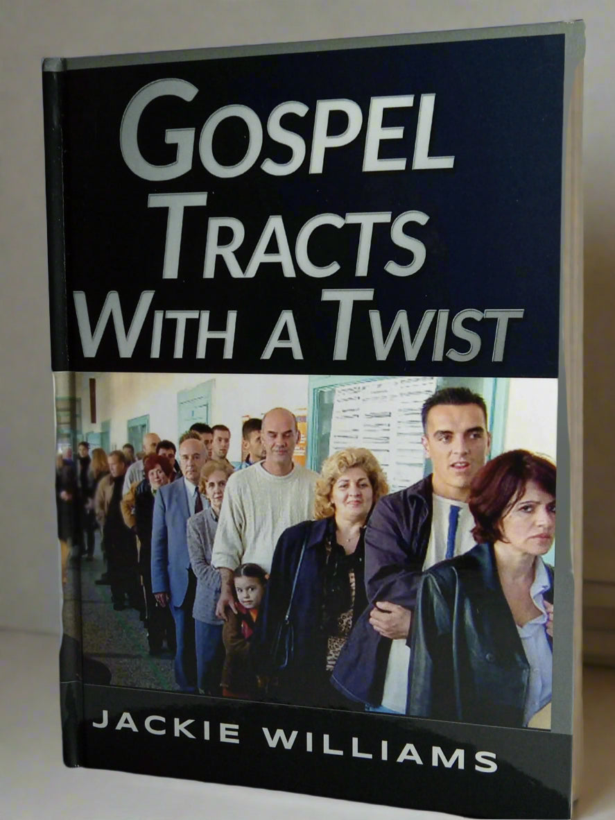 A Christian fiction book cover depicting a group of adults with grim looks on their faces, standing in line.