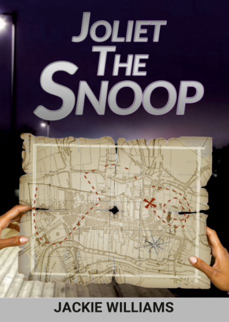 Young adult mystery book depicting a young girl's hand holding a map with a red X under a street light