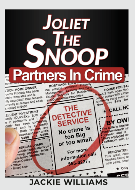 A young adult mystery book with the cover showing a picture of a classified ad circle that states "The Detective Service: No Crime Too Big or Too Small. For More Information Call 555-0227
