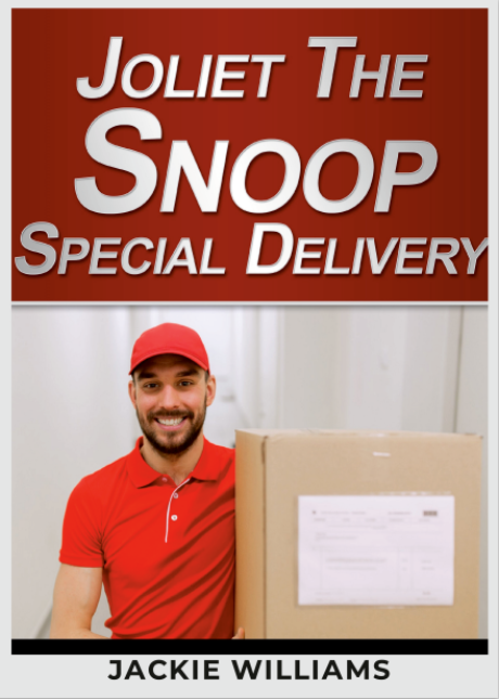 A young adult mystery book with a cover featuring a smiling white man in a red shirt and a red hat, holding a large box.