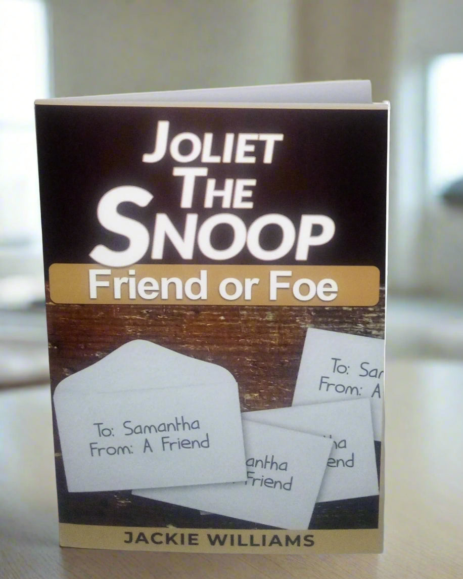 A young adult mystery book cover depicting four white envelopes addressed to Samantha from A Friend.