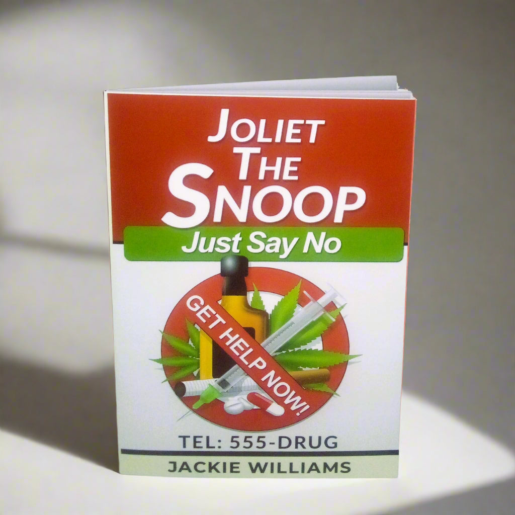 A young adult mystery book cover featuring various drug illustrations and a slogan that states "GET HELP NOW" with the telephone number 555-DRUG.