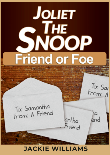 A young adult mystery book cover depicting four white envelopes addressed to Samantha from A Friend.